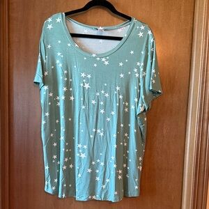 Women's Star Print Teal Starred Top